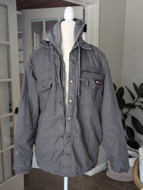 Vintage Y2K Dickies Gray Mens Hooded Jacket Medium